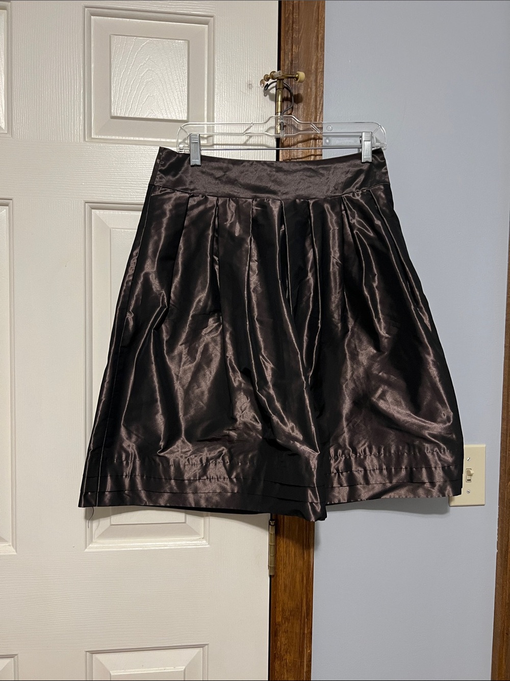 Banana Republic Shiny Plum Pleated A-Line Skirt